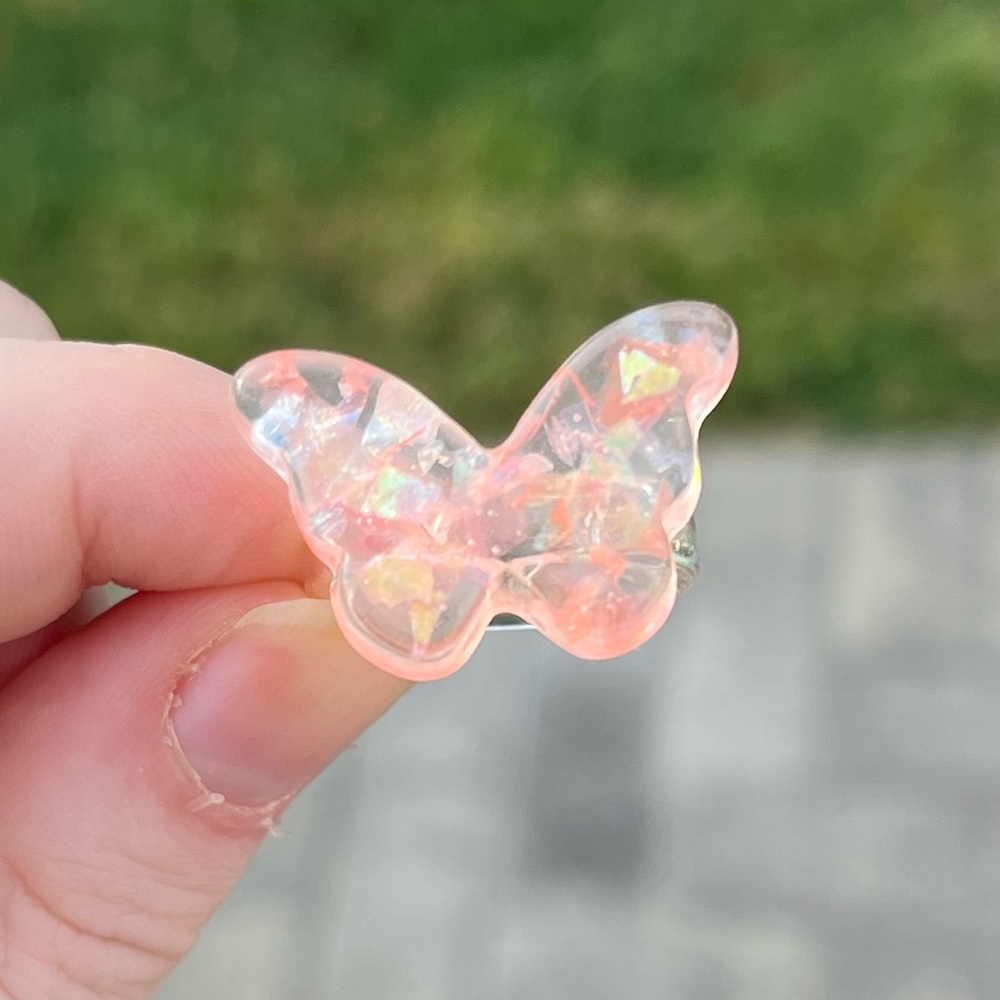 Iridescent Butterfly Ring Orange Y2K